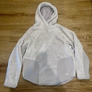 Nike Gray and White Fleece Hoodie